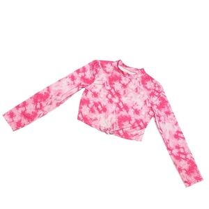 More Than Magic pink Tie-Dye Swim Top rash guard